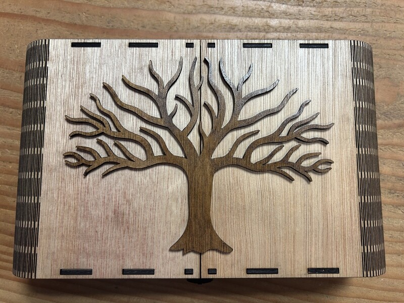 Coffret arbre de vie et fleur de vie en bois