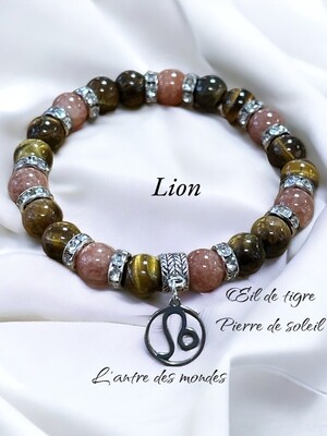 Bracelet en pierres naturelles signe astrologique Lion