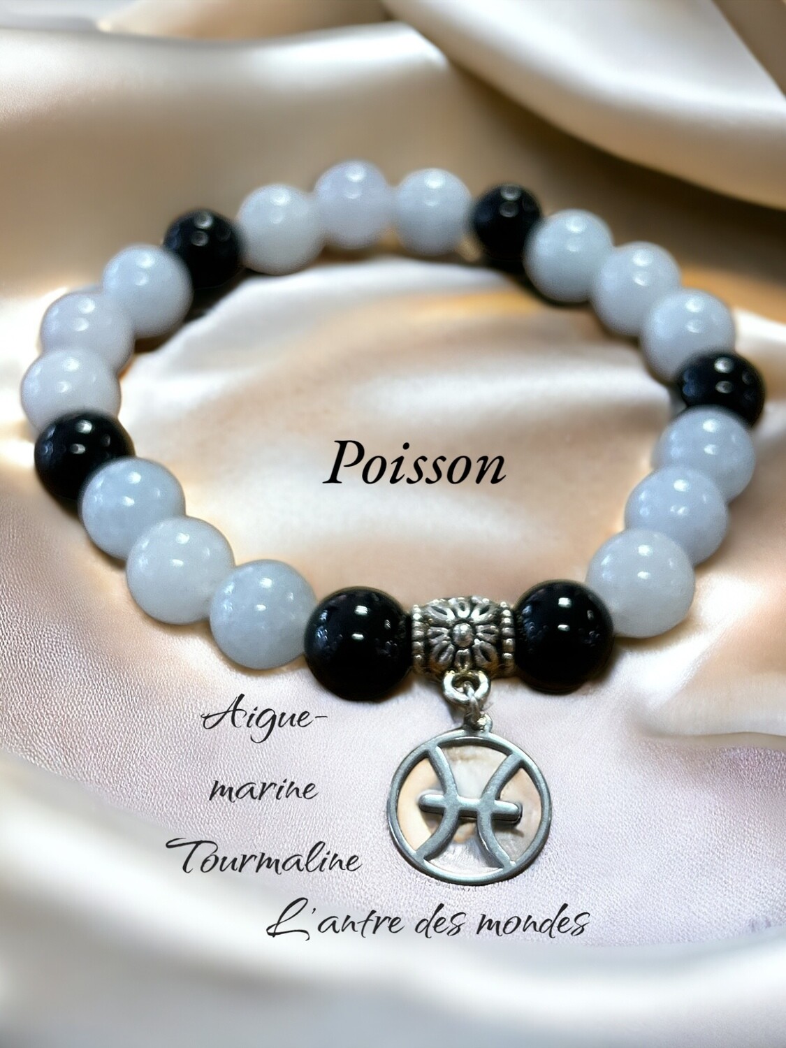 Bracelet pierres naturelles signe astrologique  poisson