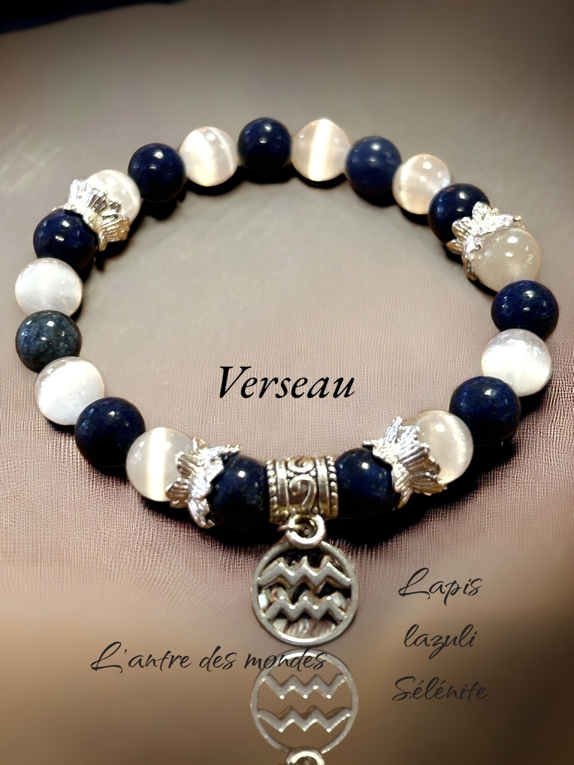 Bracelet en pierres naturelles signe astrologique verseau