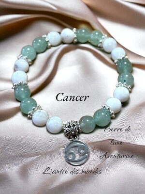 Bracelet en pierres naturelles signe astrologique cancer