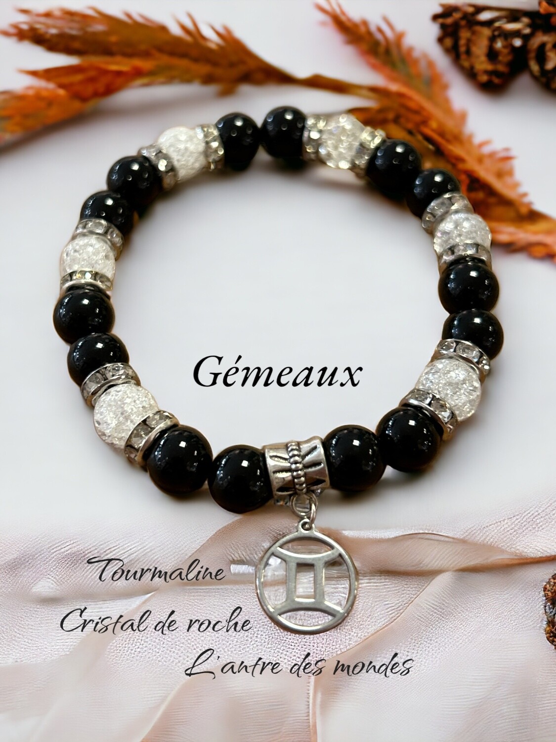 Bracelet en pierres naturelles signe astrologique gémeaux