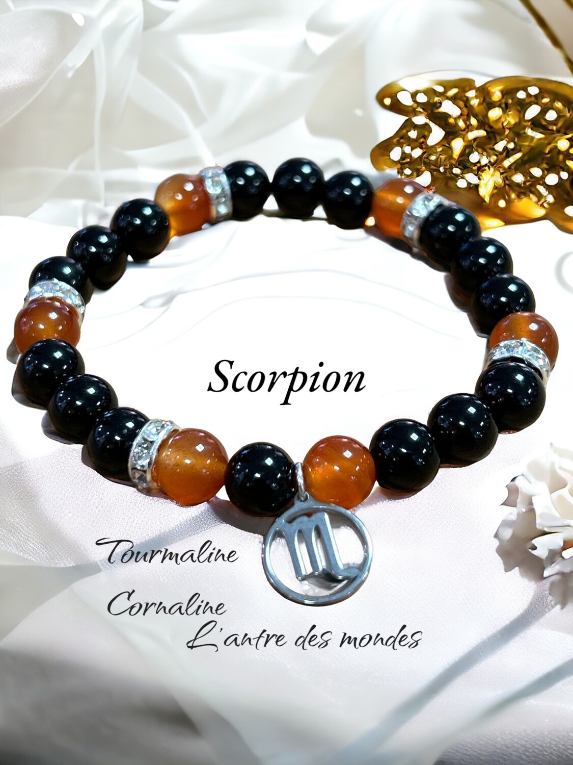 Bracelet en pierres natutrelles signe astrologique scorpion