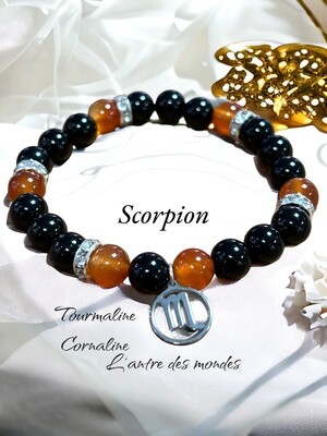 Bracelet en pierres natutrelles signe astrologique scorpion