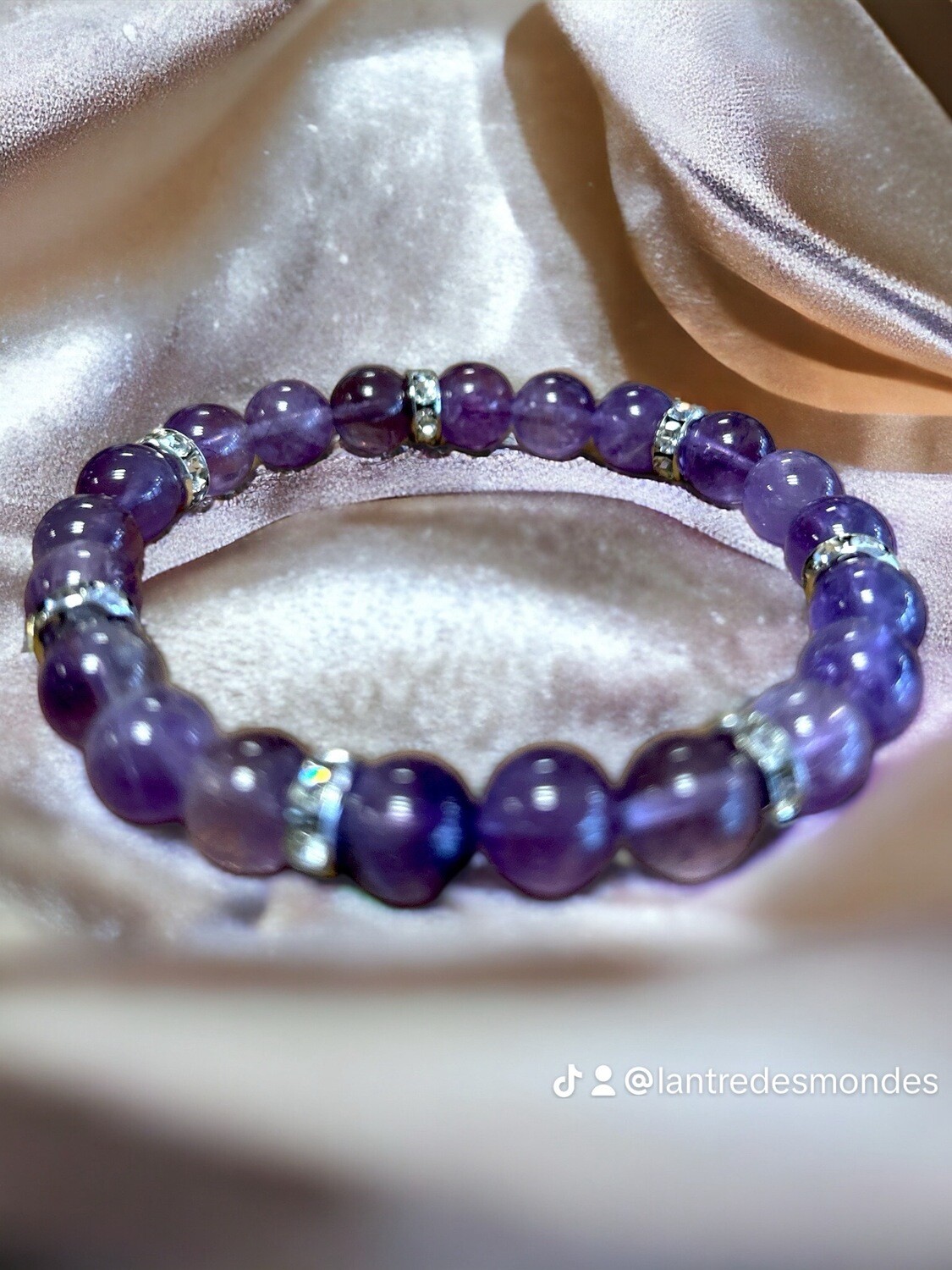 Bracelet améthyste et strass- connexion-spiritualité-sagesse