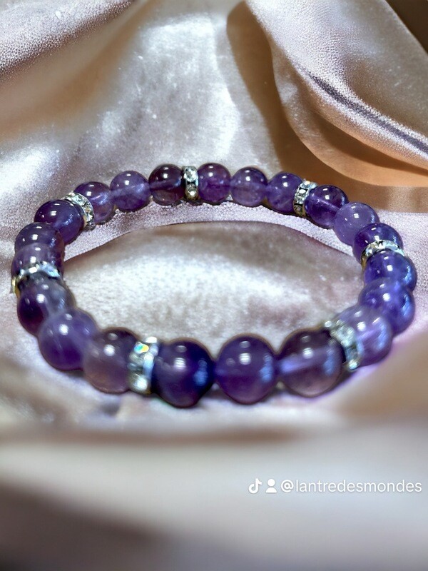 Bracelet améthyste et strass- connexion-spiritualité-sagesse Bracelet améthyste et strass- connexion-spiritualité-sagesse