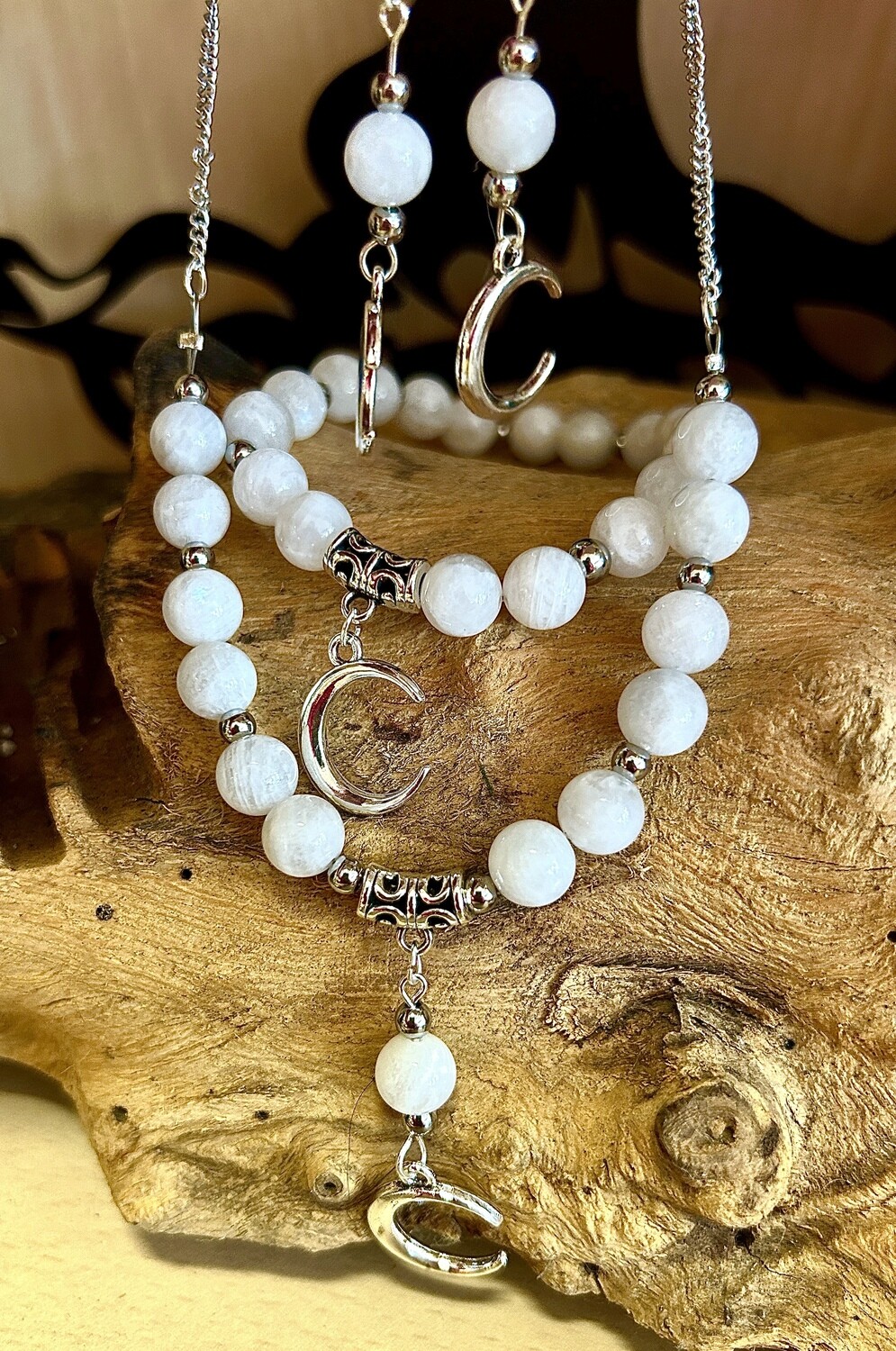 Collier pierre de lune arc en ciel