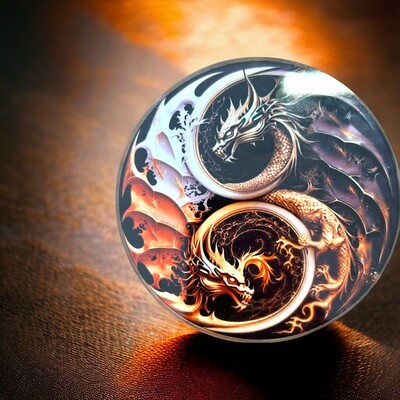 sous verre dragon yin yang