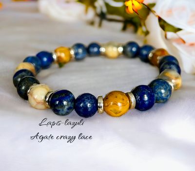 Bracelet lapis-lazuli et agate crazy lace Bracelet lapis-lazuli et agate crazy lace