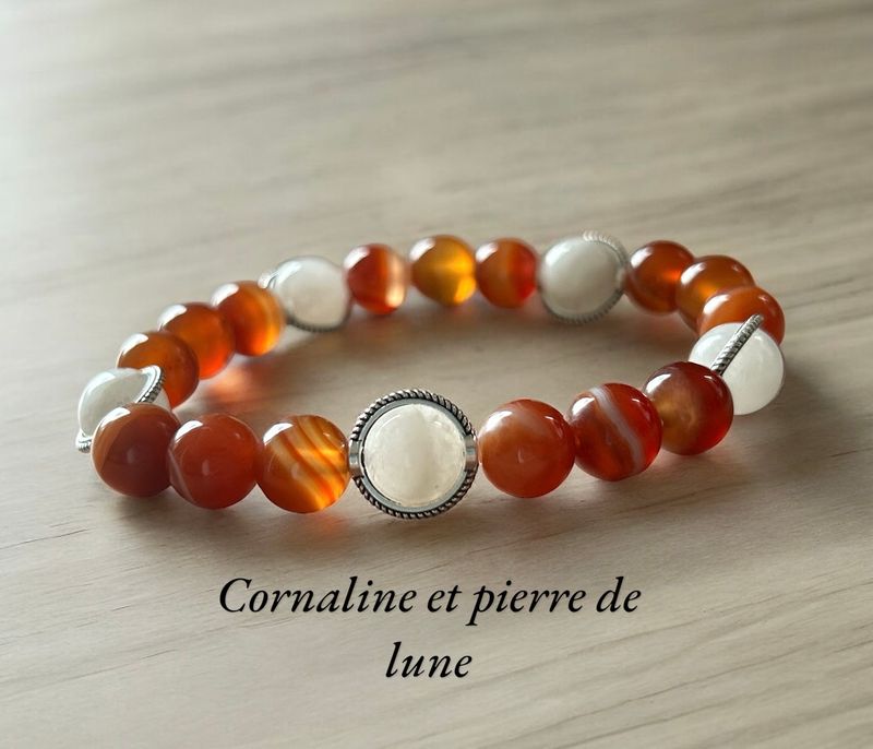 Bracelet cornaline et pierre de lune Bracelet cornaline et pierre de lune