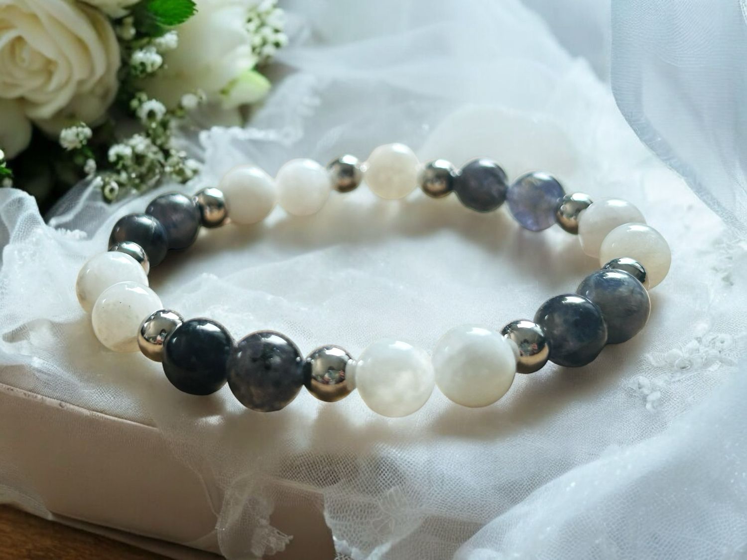 Bracelet pierre de lune et iolite