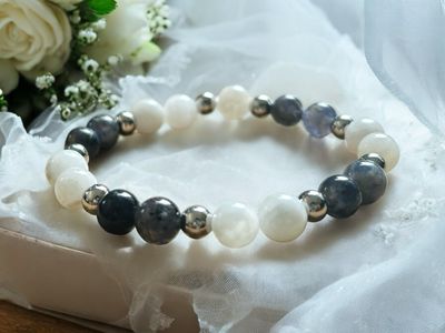 Bracelet pierre de lune et iolite