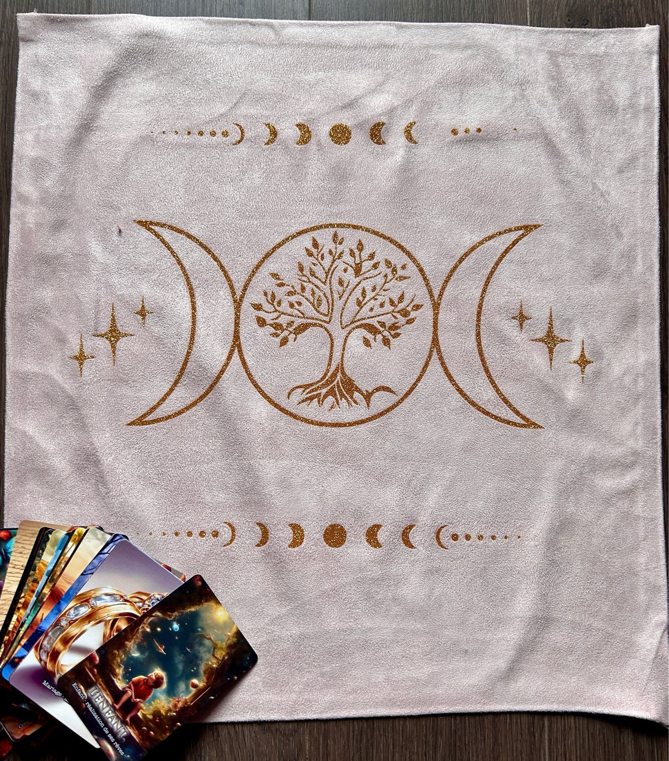 Tapis de tarot les 3 lunes et l’arbre de vie ( à personnaliser)