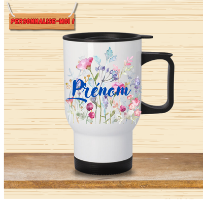 mug fleur avec prénom