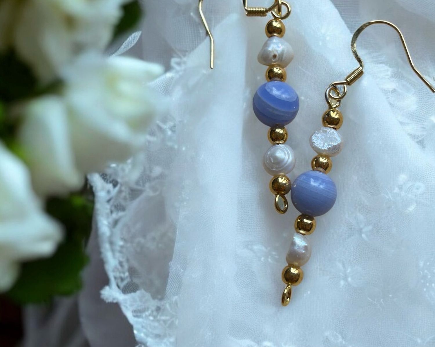 Boucles d’oreilles calcédoine
