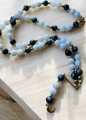 Pierre de lune et obsidienne neige
