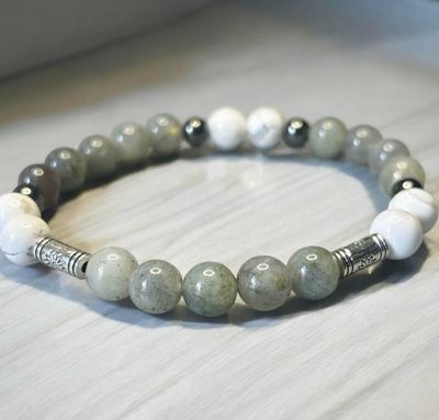 Bracelet protection - avancée - dynamisme-intuition -labradorite-howlite - hématite