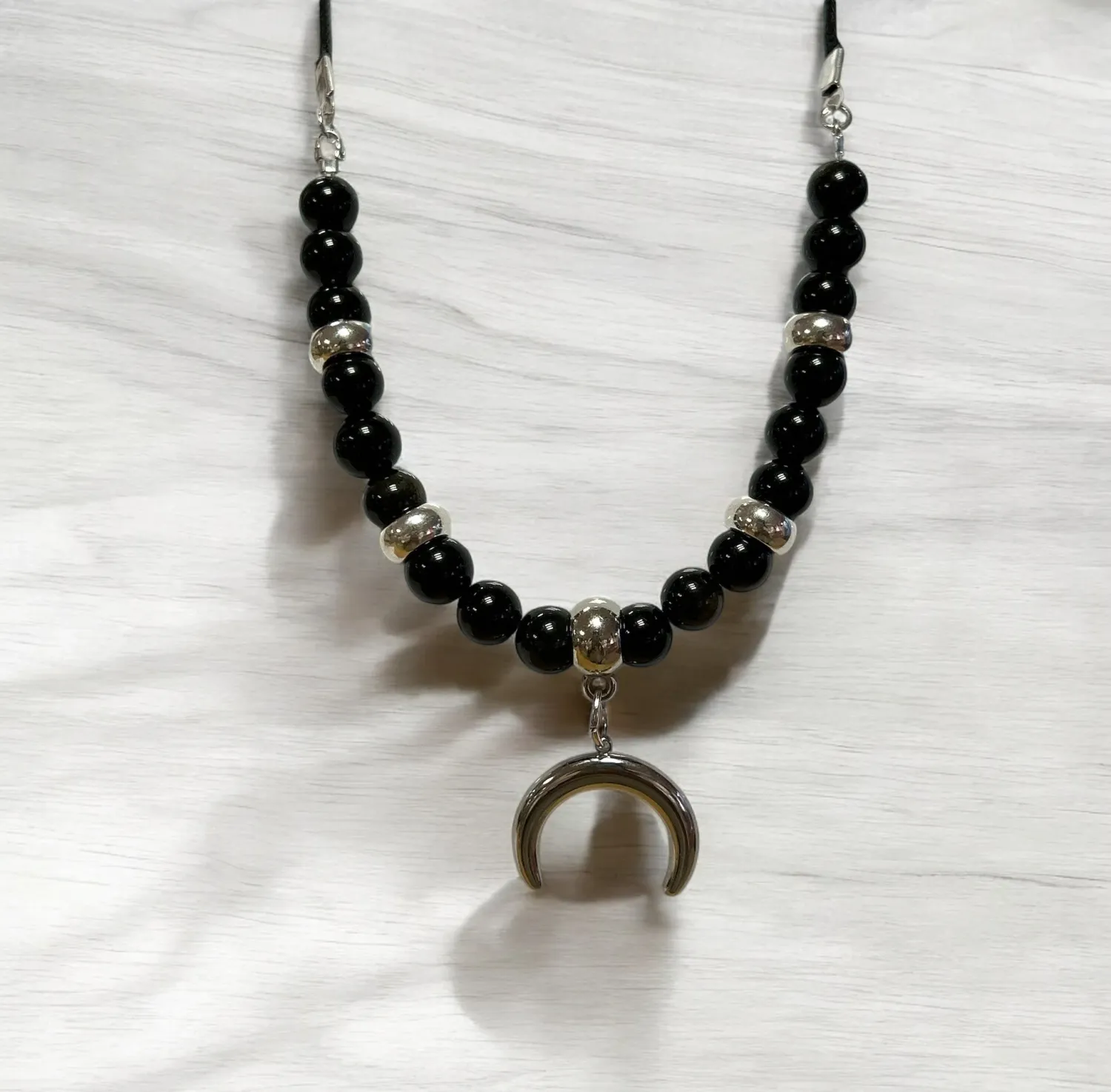 Collier obsidienne oeil céleste et obsidienne dorée