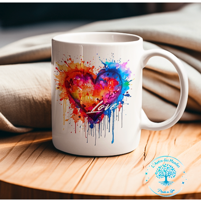 mug personnalisé coeur multicolor