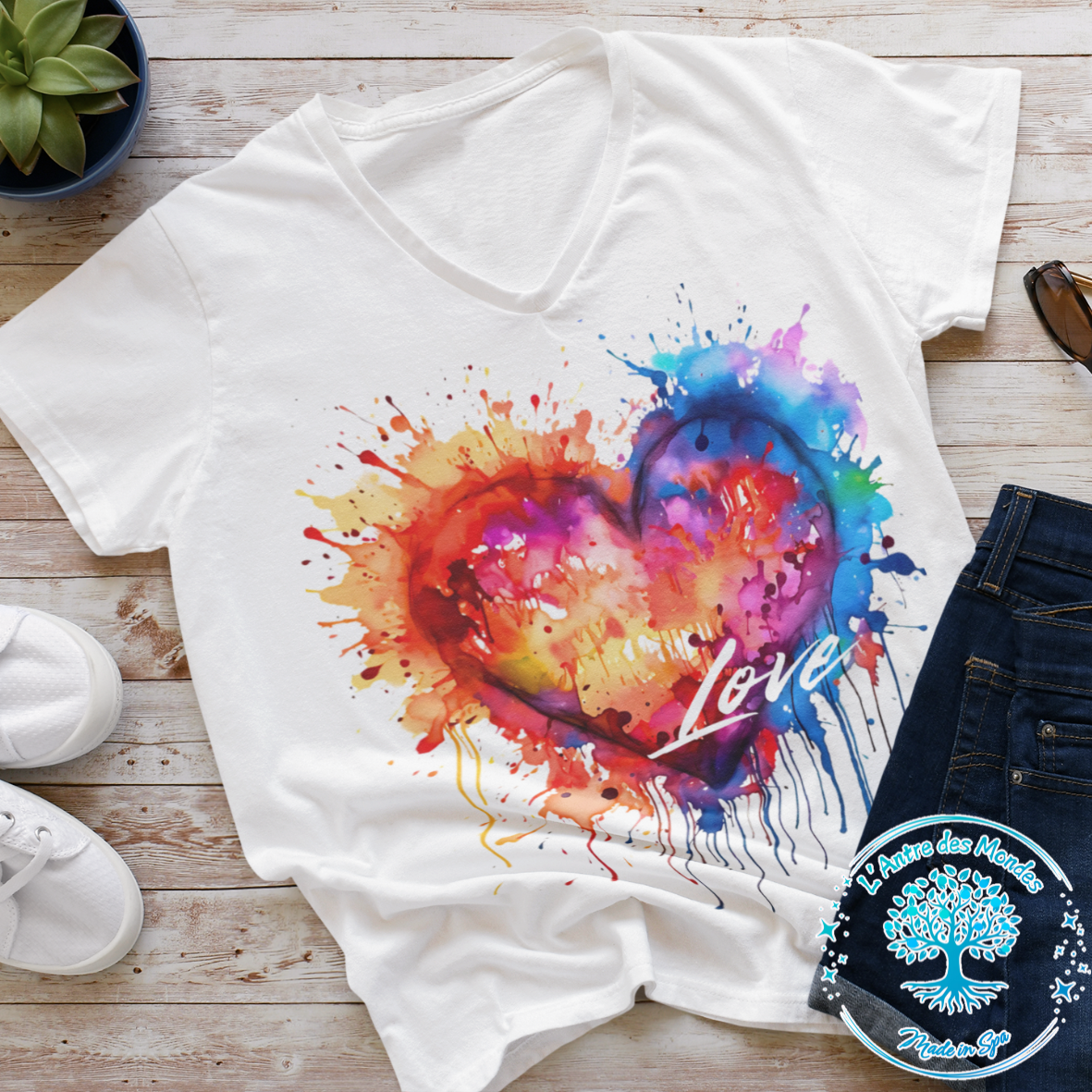 tshirt-sweat personnalisé coeur multicouleurs- love