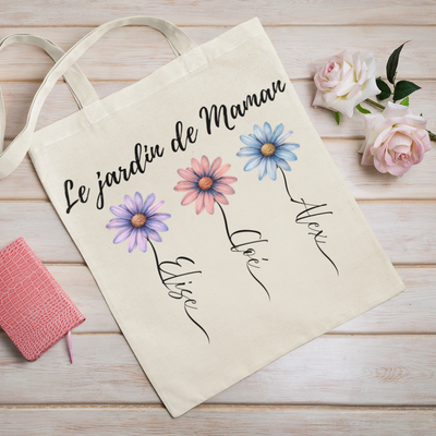 tote bag à personnaliser : le jardin de maman