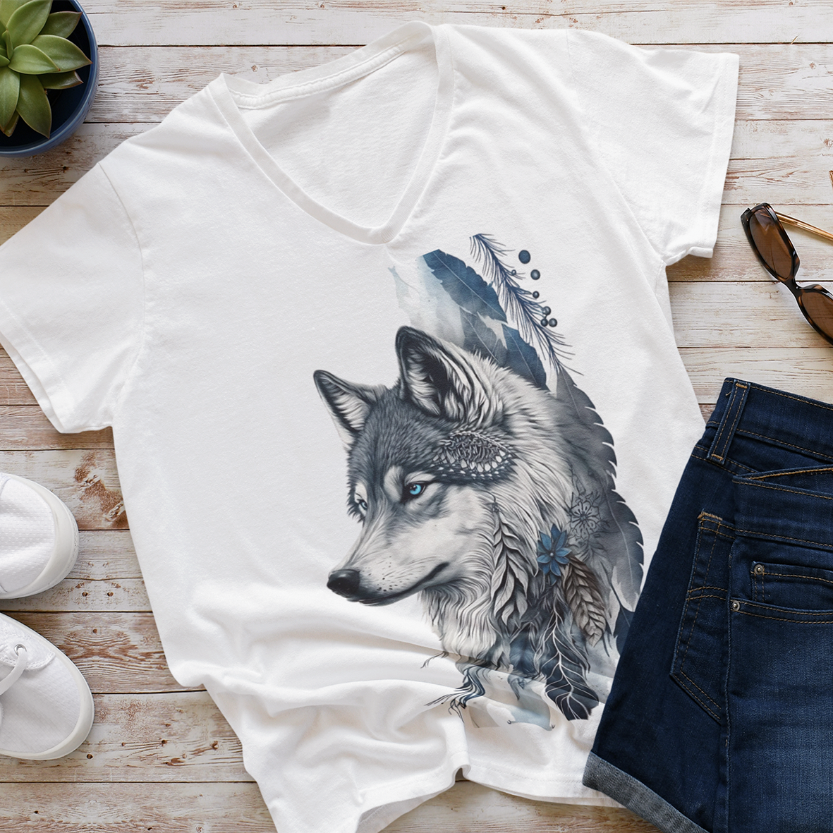 t-shirt ou sweat à personnaliser le loup gris