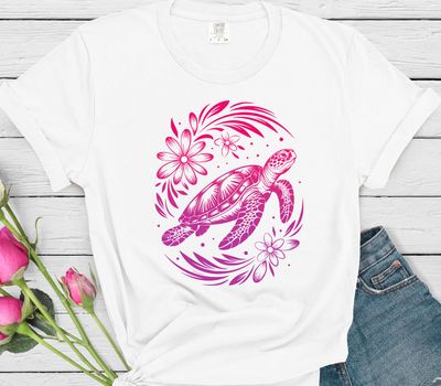 t-shirt ou sweat à personnaliser tortue fushia