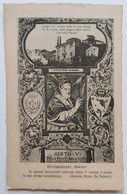 Cartolina Postale per Principessa Giustiniani VIAGGIATA Papa Sisto V 1920