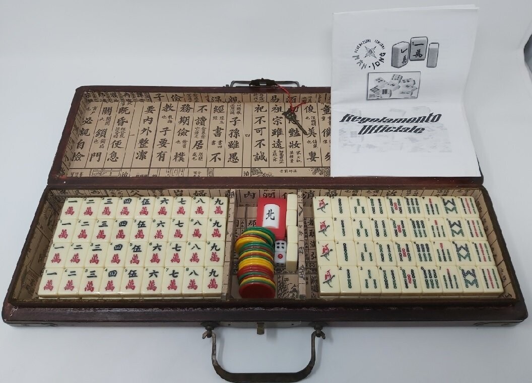 Valigetta Legno Gioco Mah Jong Vintage