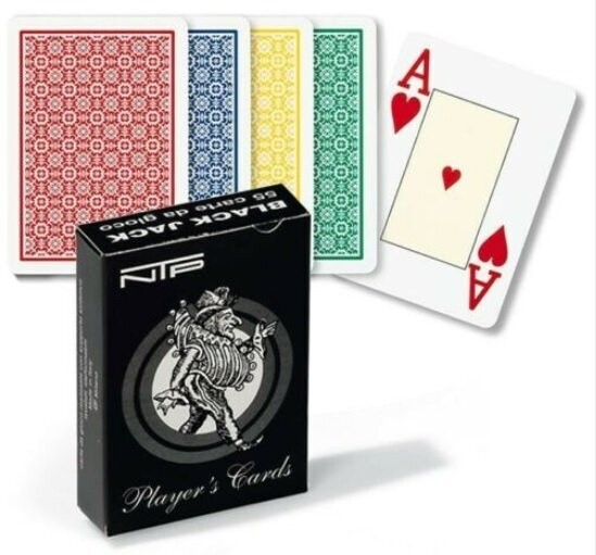 Carte da Poker Texas Hold’em NTP Long Life PVC Black Jack (back rosso, blu, giallo, verde) Dal Negro