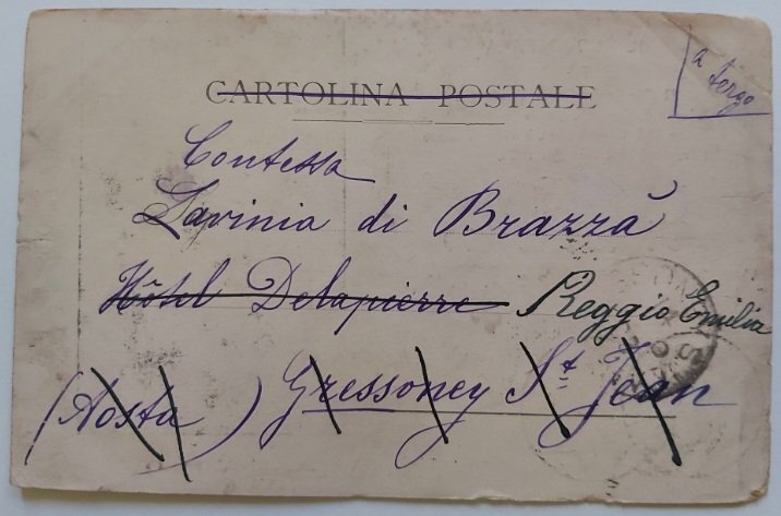 Cartolina Postale Contessa Lavinia di Brazzà VIAGGIATA Papa PIO X