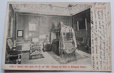 Cartolina Postale VIAGGIATA Letto e Camera Dove Dormì Papa Pio IX