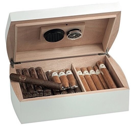Humidor Scatola Portasigari Laccata Bianca Albus Fenice