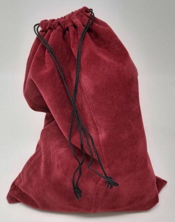 Sacchetto Porta Fiches Bag-Chips  e Bussolotti Tombola Vellutato (bordeaux, rosso, grigio, verde) Chiusura Cordoncino