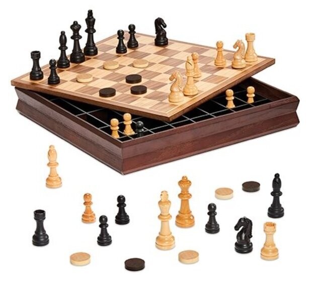 Contenitore Scacchiera Cofanetto Legno Scacchi Dama cm 36