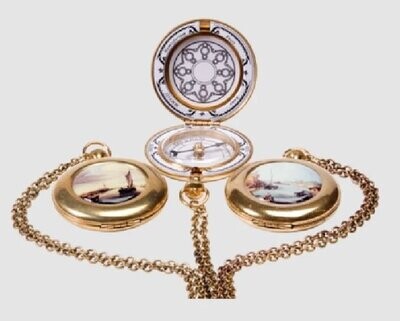Enamel Pocket Compass (Boat or Landscape) Bussola Ciondolo
