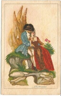 Cartolina di Mauzan d’Epoca Coppia di Amanti