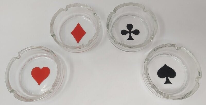 Set 4 Posacenere Vetro Bridge con Semi Carte Poker