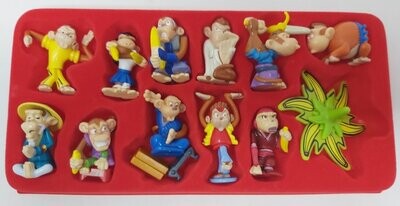 Cofanetto Porta Kinder Serie Completa 12 Personaggi Sorprese Ferrero Scimmie Banzai Anno 2006 (da Collezione)