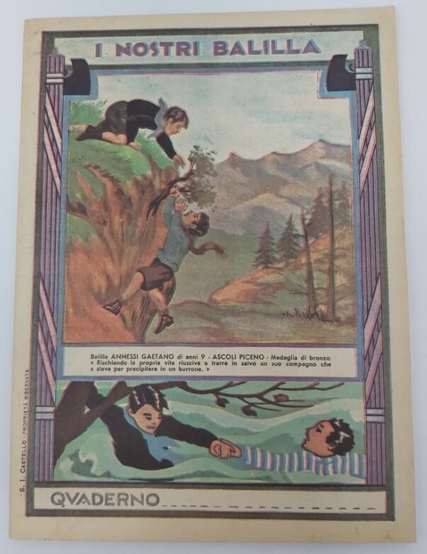Quaderno Scolastico a Righe di Terza Elementare "I Nostri Balilla"  di Epoca Fascista, Anni ‘30 (da Collezione)