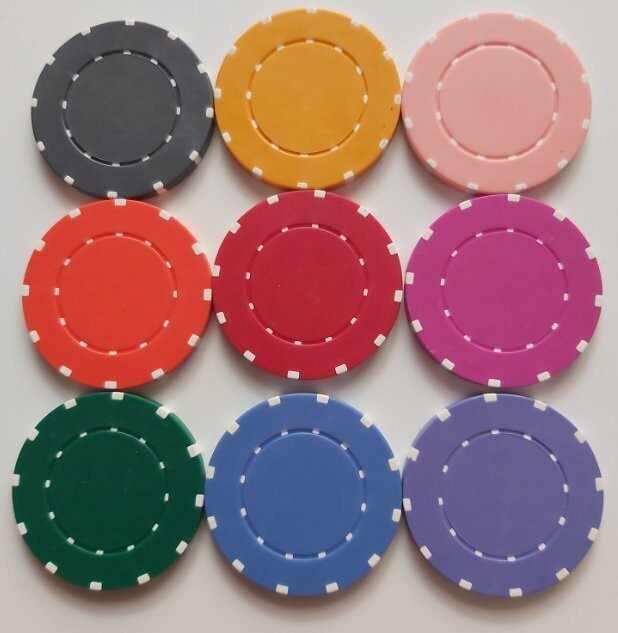 Casinò American Chips Gettoni Fiches Inserti Bianchi mm 40 Senza Valore Colori Assortiti