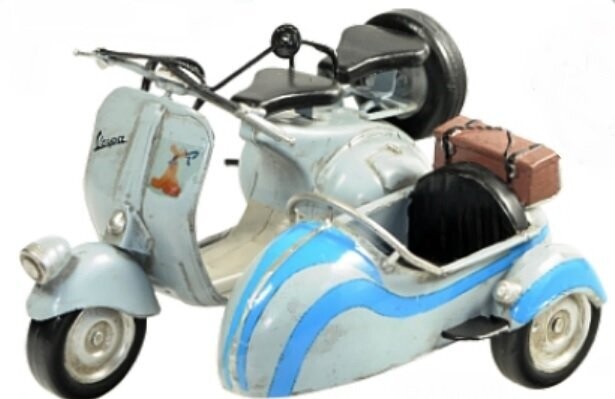 Modellino Moto d'Epoca Vespa Piaggio Sidecar 1957 h cm 14,5 (da Collezione)