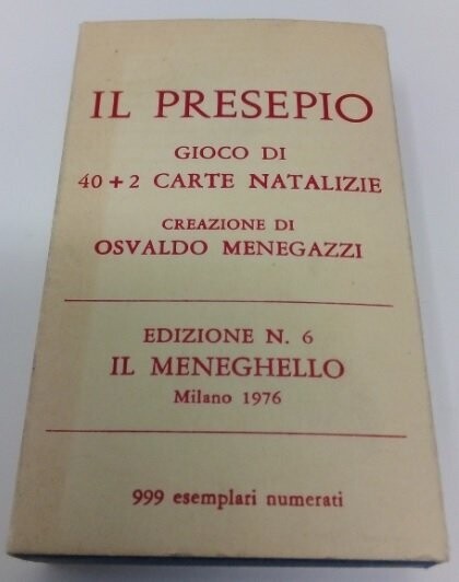 Mazzo di Carte Il Presepio Carte Natalizie Edizione numerata 158 su 999 Esemplari Osvaldo Menegazzi Ed. n 6 de’ Il Meneghello Anno 1976 (da Collezione)