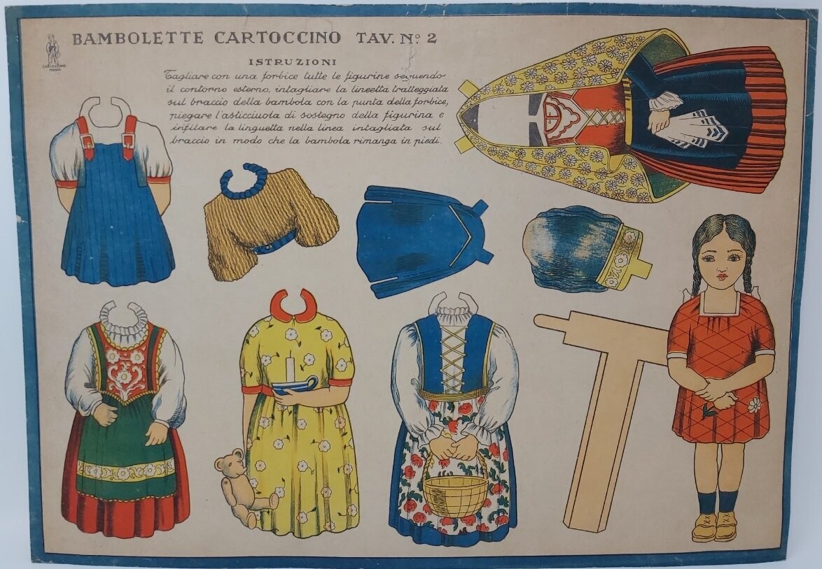 Cartoncino da Ritagliare e Piegare "Bambolette Cartoccino TAV. N.° 2" (da Collezione)