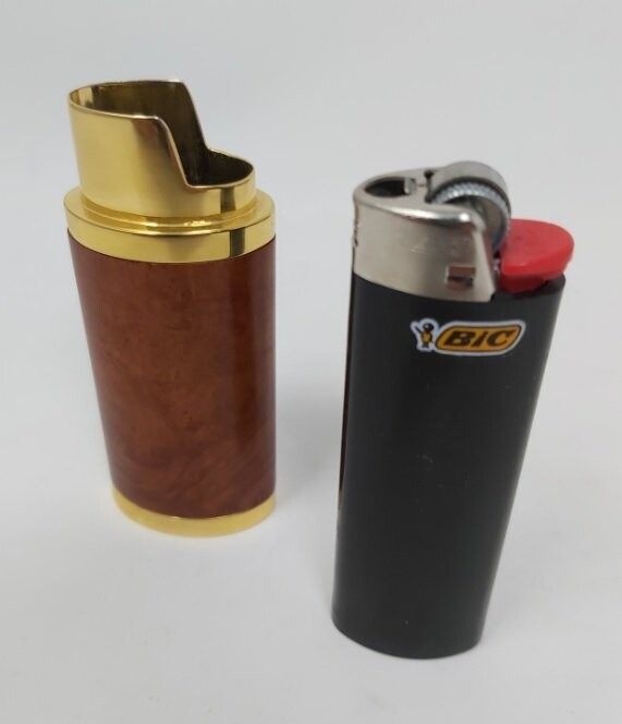 Porta Accendino Bic in Legno e Ottone