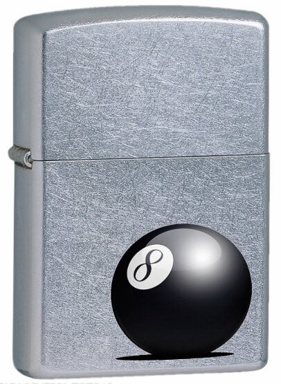 Accendino Zippo Eight Ball Silhouette Vector Palla Biliardo 8