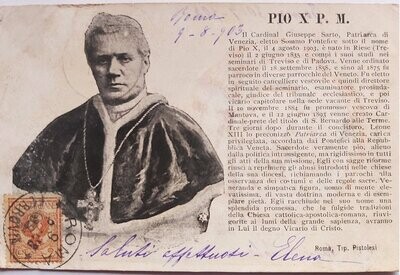Cartolina Postale Pio X P. M. Contessa Larina di Brazzà Anno 1903