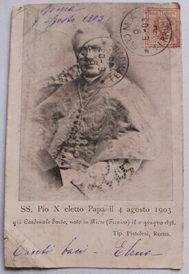 Cartolina Postale Pio X Contessa Larina di Brazzà Anno 1903