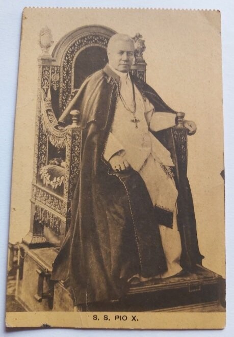 Cartolina Postale S. S. Pio X Seduto su Trono Primi del 1900