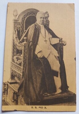 Cartolina Postale S. S. Pio X Seduto su Trono Primi del 1900